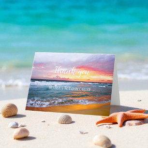 Tarjeta De Agradecimiento Boda de destino de playa tropical Gracias