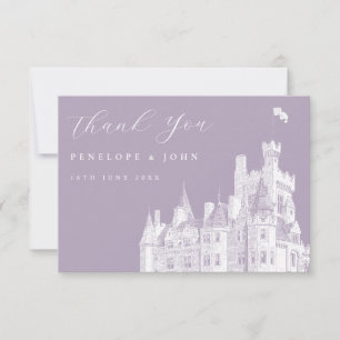 Tarjeta De Agradecimiento Boda de Destino en el Castillo Vintage Lavanda