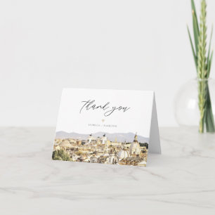 Tarjeta De Agradecimiento Boda de destino en el horizonte de Roma Italia