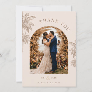Tarjeta De Agradecimiento Boda de Destino en la Playa con Palmeras Tropicale