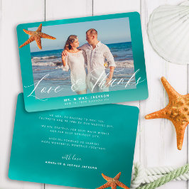 Tarjeta De Agradecimiento Boda de destino en la playa estrella de mar foto p