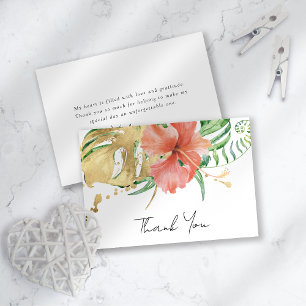 Tarjeta De Agradecimiento Boda de Destino Floral Tropical Ducha de Novia