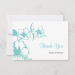 Tarjeta De Agradecimiento Boda de destino Hawaii Turquoise Hibiscus