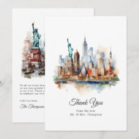 Boda de destino Nueva York EE. UU. con acuarela