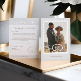 Tarjeta De Agradecimiento Boda de Destino Viaje Tema Foto Gracias