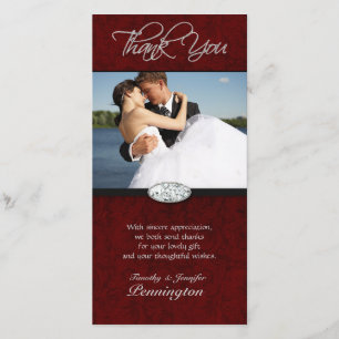 Tarjeta De Agradecimiento Boda de diamantes de remolino rojo profundo gracia