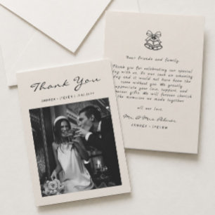 Tarjeta De Agradecimiento Boda de dinero antiguo dibujada a mano