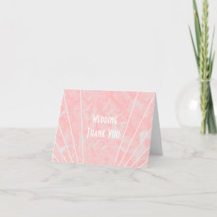 Tarjeta De Agradecimiento Boda de diseño Art Decó de Mármol Rosa