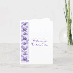 Tarjeta De Agradecimiento Boda de diseño cardíaco de glicinia morada