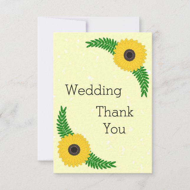 Tarjeta De Agradecimiento Boda de diseño de girasol amarillo (Anverso)
