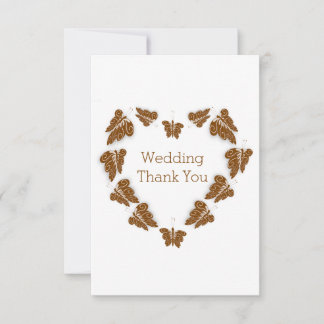 Tarjeta De Agradecimiento Boda de diseño de mariposas de color chocolate