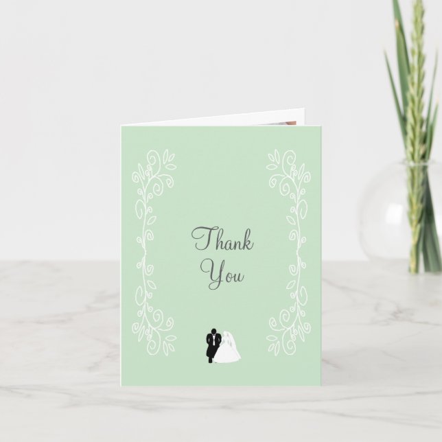 Tarjeta De Agradecimiento Boda De Diseño De Novias Y Tonos De Mentina (Anverso)