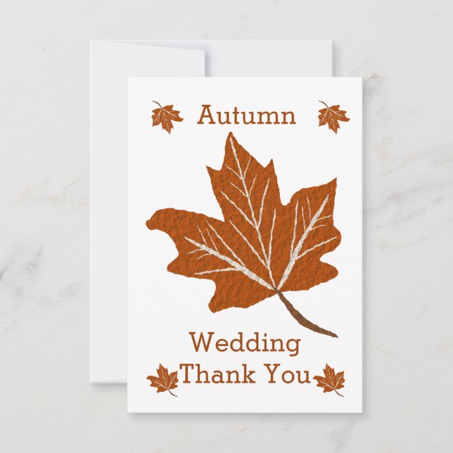 Tarjeta De Agradecimiento Boda de diseño de otoño (Anverso)