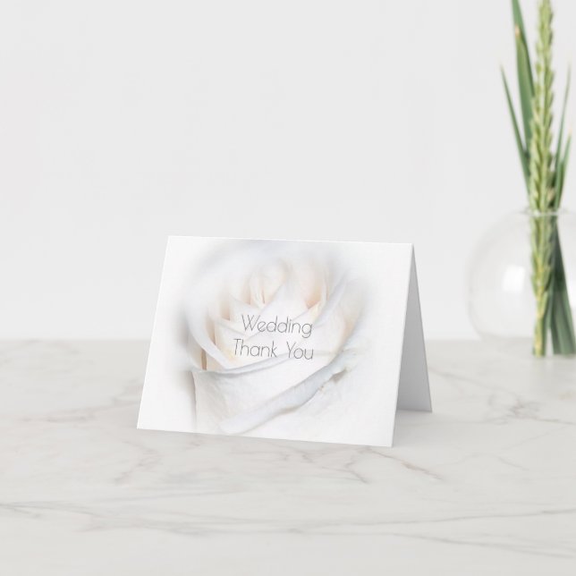 Tarjeta De Agradecimiento Boda de diseño de rosa blanca (Anverso)