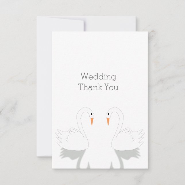 Tarjeta De Agradecimiento Boda de diseño de Swans (Anverso)