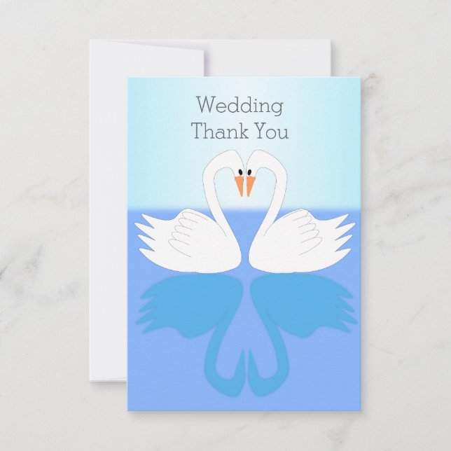 Tarjeta De Agradecimiento Boda de diseño de Swans (Anverso)