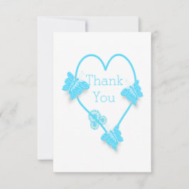 Tarjeta De Agradecimiento Boda de diseño del corazón de mariposa de color az