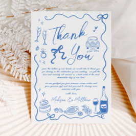 Tarjeta De Agradecimiento Boda de Doodles de Ilustraciones dibujados a mano