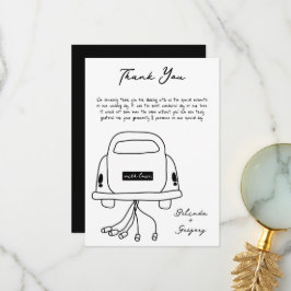 Tarjeta De Agradecimiento Boda de Doodles de Ilustraciones negros dibujados