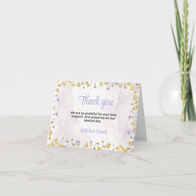 Tarjeta De Agradecimiento Boda de ducha de novia Rustic Spring Floral (Anverso)