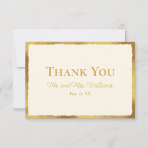 Tarjeta De Agradecimiento Boda de Ecru Luxe Gold Edge