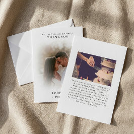 Tarjeta De Agradecimiento Boda de efecto de gradiente de foto doble románico