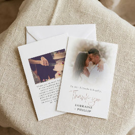 Tarjeta De Agradecimiento Boda de efecto gradiente de foto de guión románico