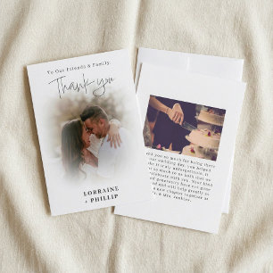 Tarjeta De Agradecimiento Boda de efecto gradiente de foto de pareja románic