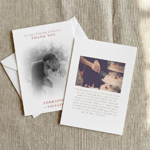 Tarjeta De Agradecimiento Boda de efecto gradiente de foto románico