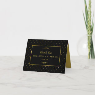 Tarjeta De Agradecimiento Boda de efectos modernos en negro y Relieve metali