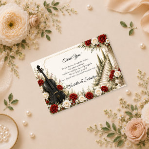 Tarjeta De Agradecimiento Boda de Elegancia de Jardín Musical Romántico