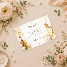 Tarjeta De Agradecimiento Boda de Elegancia Musical Lujosa