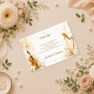 Tarjeta De Agradecimiento Boda de Elegancia Musical Lujosa