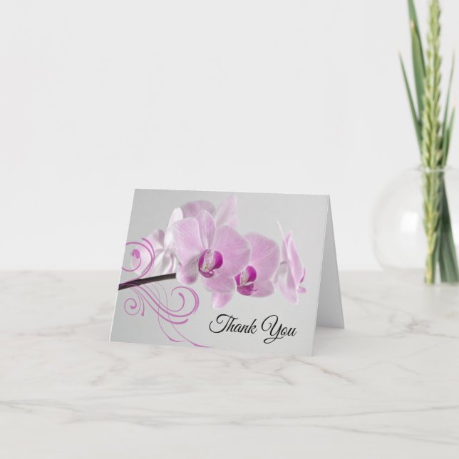 Tarjeta De Agradecimiento Boda de Elegancia Orquídea Rosa Gracias (Anverso)