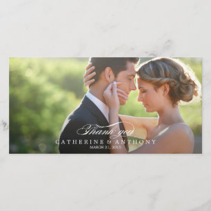 Tarjeta De Agradecimiento Boda de Elegancia Pura Gracias - Blanco