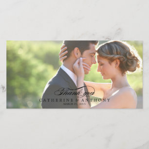 Tarjeta De Agradecimiento Boda de Elegancia Pura Gracias - Negro