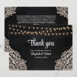 Tarjeta De Agradecimiento Boda de Elegancia Rústica en Blanco y Negro