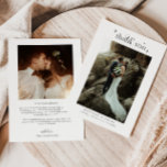 Tarjeta De Agradecimiento Boda de elegancia simple<br><div class="desc">Tarjeta de agradecimiento de boda simple y elegante que incluye texto rápido y retro encima de la foto que dice "gracias" con estrellas.</div>