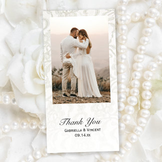 Tarjeta De Agradecimiento Boda de encaje blanco Gracias