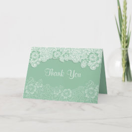 Tarjeta De Agradecimiento Boda de encaje de menta - Gracias