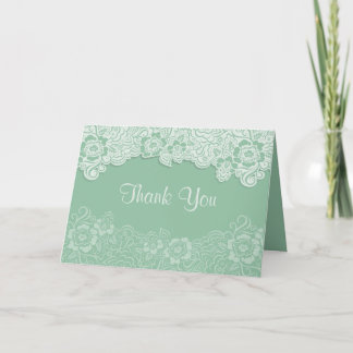 Tarjeta De Agradecimiento Boda de encaje de menta - Gracias
