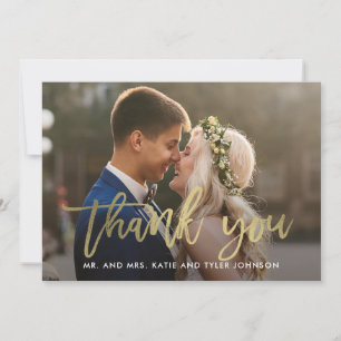 Tarjeta De Agradecimiento Boda de encanto cepillado Gracias Relieve metaliza