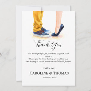 Tarjeta De Agradecimiento Boda de ensayo general Moda Ilustracion de pareja
