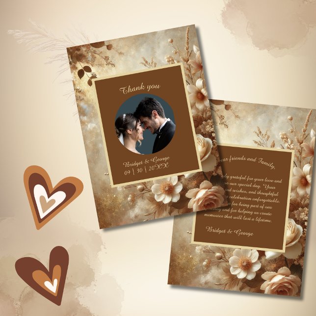 Tarjeta De Agradecimiento Boda de Ensueño Floral Romántico en Foto (Subido por el creador)