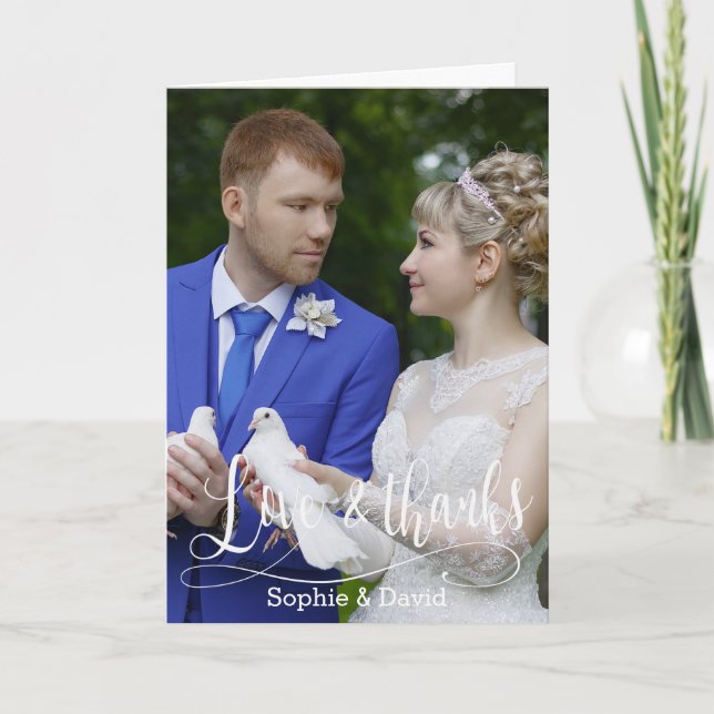 Tarjeta De Agradecimiento Boda de escritura a mano con encanto. (Anverso)