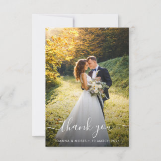 Tarjeta De Agradecimiento Boda de escritura blanca