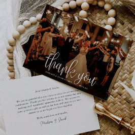 Tarjeta De Agradecimiento Boda de escritura caligráfica moderna