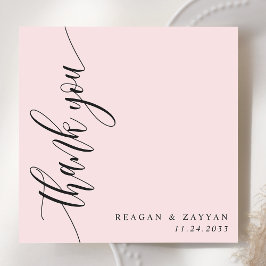 Tarjeta De Agradecimiento Boda de Escritura Caligráfica Rosa Sonrojo