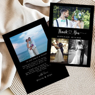 Tarjeta De Agradecimiento Boda de escritura cardíaca moderna 4 Collage de fo