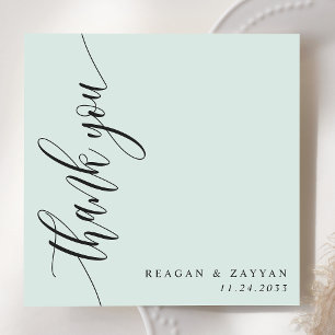Tarjeta De Agradecimiento Boda de escritura de caligrafía de menta pastel